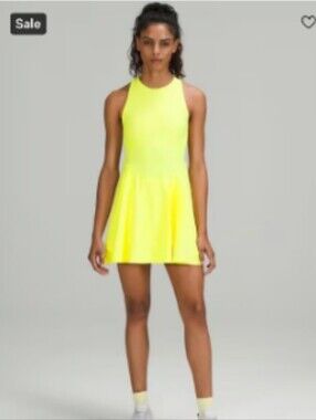 NWT Lululemon Neon Yellow Elle Court Crush Tennis Dress With Shorts Sz 6